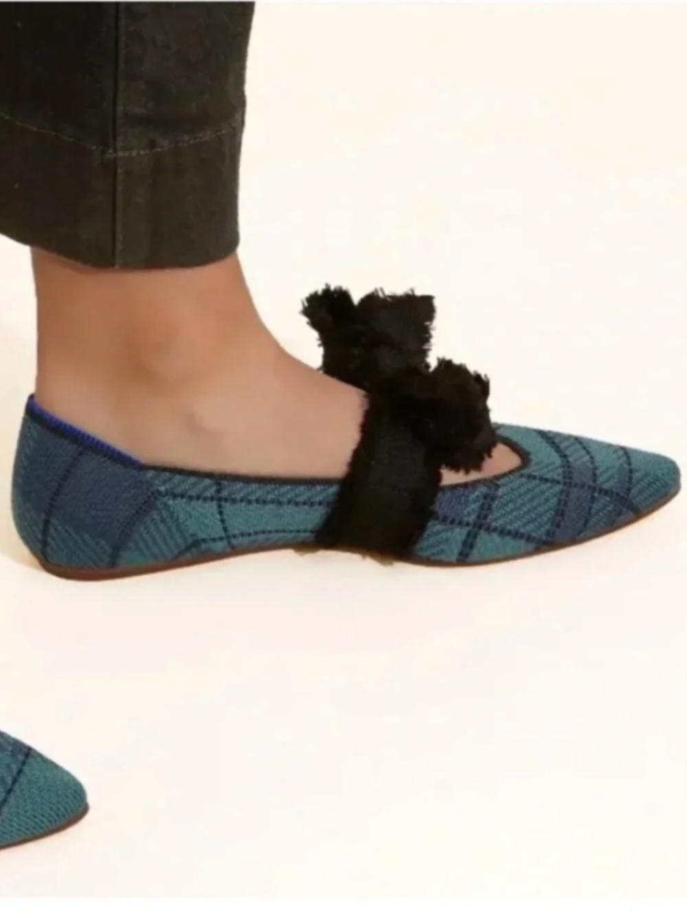 NEW Rothy's "The Mary Jane" Pointed Toe Flats - Pine Plaid - Size 7.5